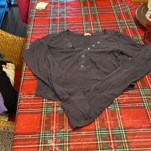 Garage Deep Purple Buttoned Henley Top